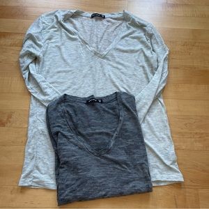 Two alternative apparel burnout long sleeve tees